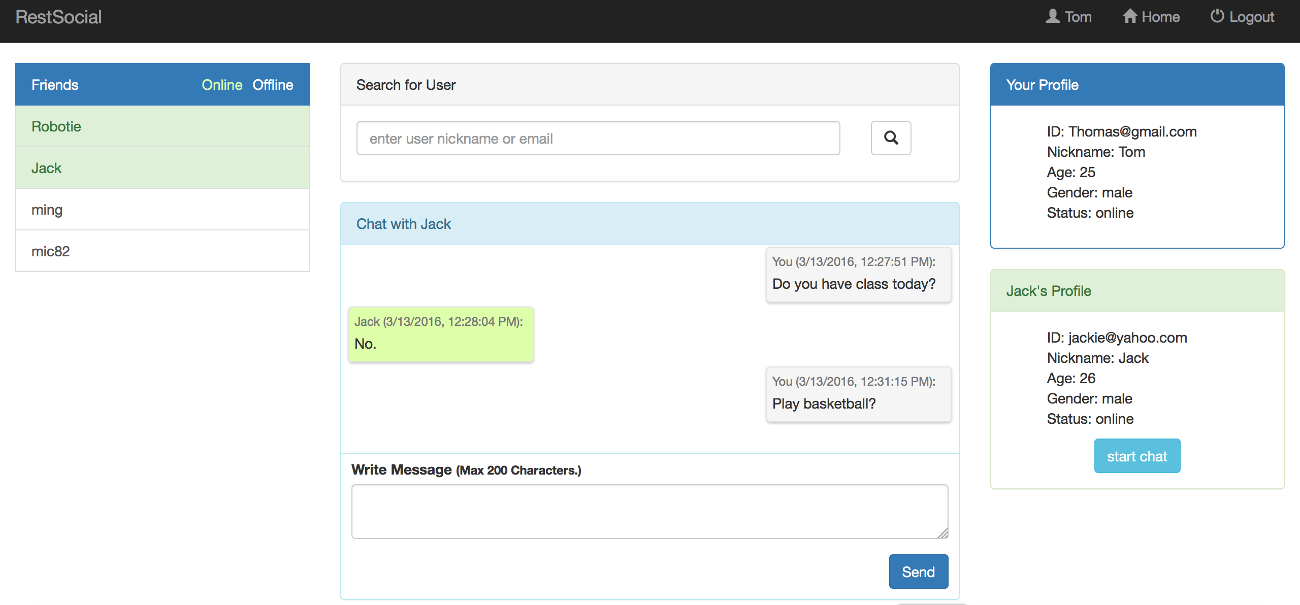 a look of the chat module 1