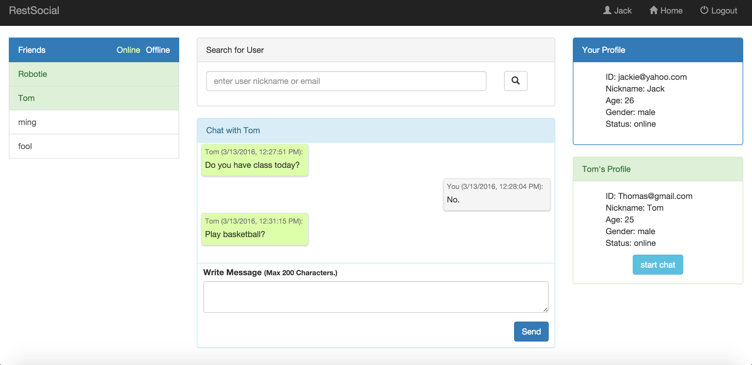a look of the chat module 2